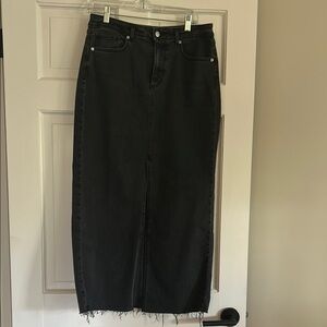 Black Denim Midi Skirt